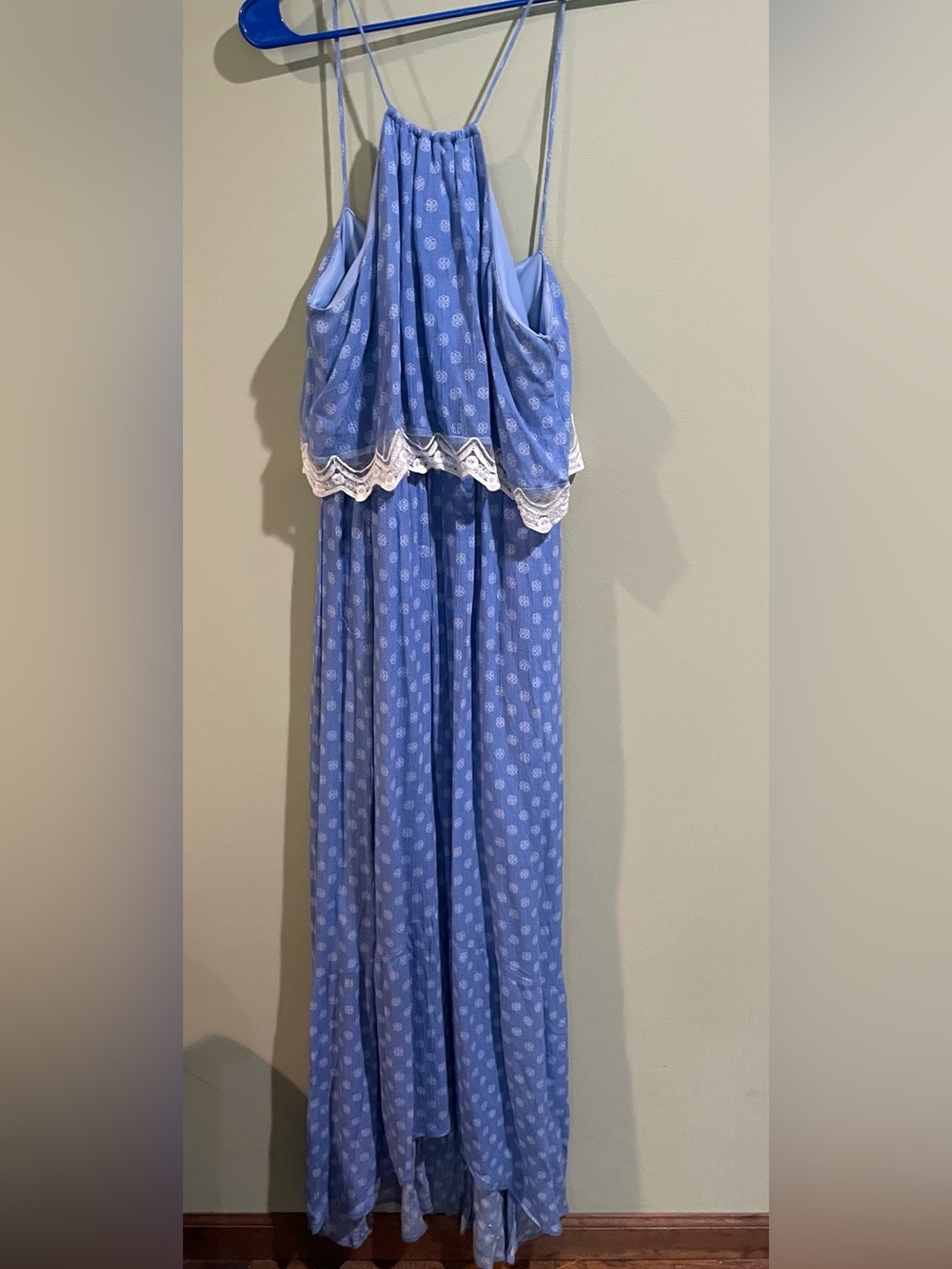 miami Periwinkle Blue Floral Lace-Trim Sleep Maxi